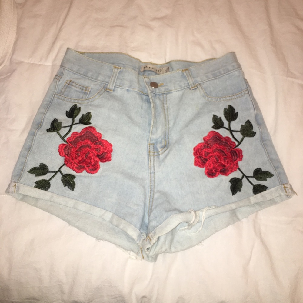 embroidered jean shorts